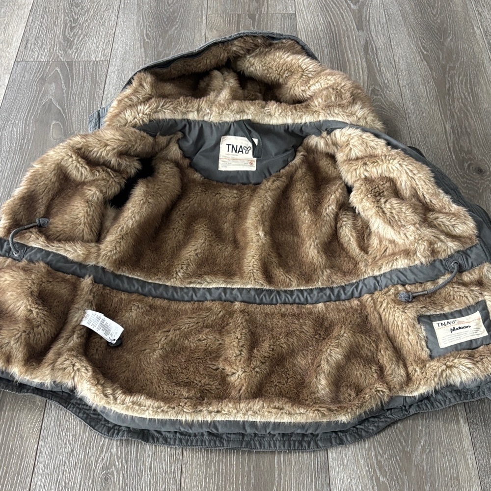 TNA Gray Military Jacket with Faux Fur Lining - Size Small - Picture 5 of 10